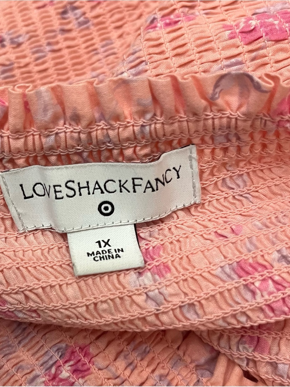 LoveShackFancy Pink Floral Smocked Puff-Sleeve Tiered Maxi Dress - Picture 6 of 8